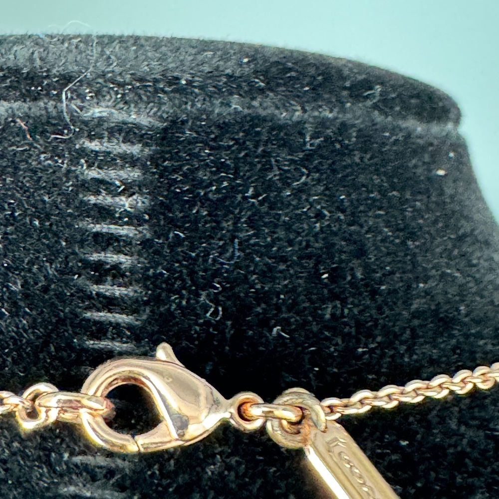 Coach rose‑gold tone heart pendant necklace, dainty chain) - Picture 5 of 7